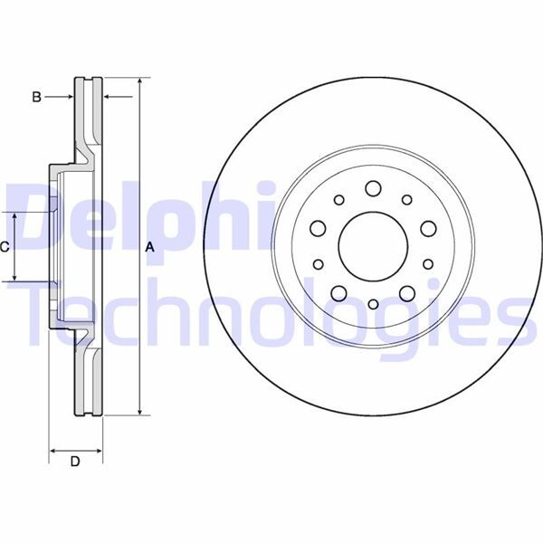 DELPHI BG4797C ÖN FREN AYNASI DİSK FIAT EGEA 16> 1.0 1.3 MTJ 1.4 1.5 1.6 MTJ 5 BİJON DIŞ:284MM K:24MM