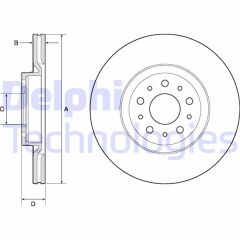 DELPHI BG4797C ÖN FREN AYNASI DİSK FIAT EGEA 16> 1.0 1.3 MTJ 1.4 1.5 1.6 MTJ 5 BİJON DIŞ:284MM K:24MM