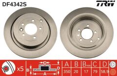 TRW DF4342S FREN DISKI ARKA LAND ROVER DISCOVERY IV L319 RANGE ROVER SPORT I L320
