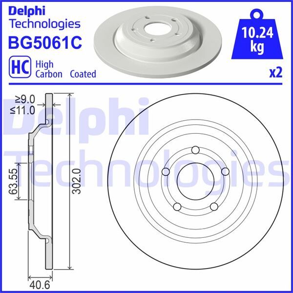DELPHI BG5061C ARKA FREN DISK AYNA FOCUS IV 17> KUGA III 19> TAKIM