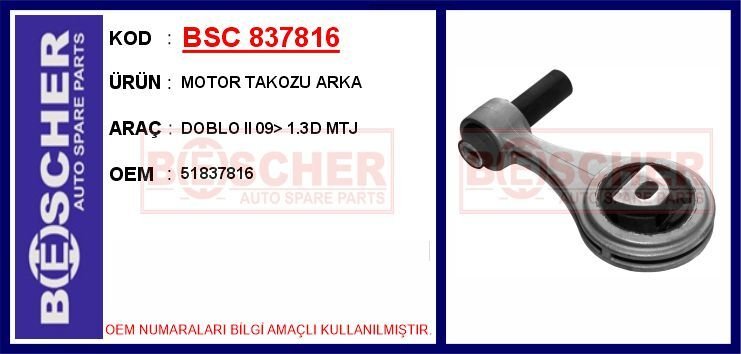 BSC 837816 MOTOR TAKOZU ARKA DOBLO II 09> 1.3D MTJ