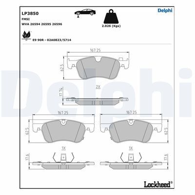 DELPHI LP3850 FREN BALATASI ON RENAULT AUSTRAL 23> DUSTER III 24> KANGOO III 24> NISSAN QASHQAI J12 22>