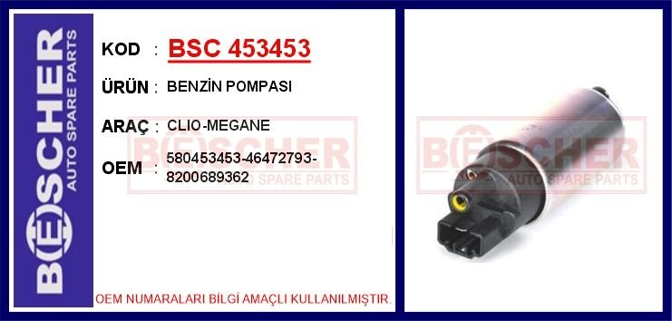 BSC 453453 BENZİN POMPASI CLIO-MEGANE