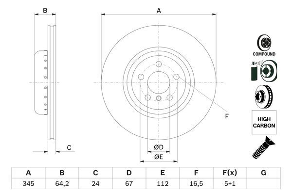 BOSCH 0986479F61 FREN DISKI ARKA BMW G20 G21 G22 G23 G26 G30 G31 G38 G32 G11 G12 G14 G15 G16 G01 G02 G05 G29