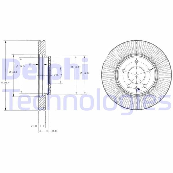 DELPHI BG4092C ÖN FREN AYNASI ANTARA 2.4-3.2 V6-2.0CDTI 06> CAPTIVA 2.4-3.2-2.0D 06> 296x29x5DLxHAVALI