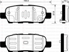 SANGSIN SP1250 ARKA FREN BALATA NISSAN QASHQAI 1.6L 2.0L HR16 HR20 J10 06-10 / JUKE 1.5L Dci F15 10-> 1.6L HR16DE F15 10-> / MURANO 3.5L Z51 DCi 08-> / X-TRAIL 2.0L M9R MR20DE T31 07-13