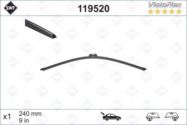 VALEO 119520 ARKA CAM SİLECEK SÜPÜRGESİ RENAULT CLIO IV 12> 240MM