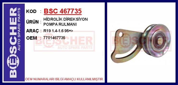BSC 467735 HİDROLİK DİREKSİYON POMPA RULMANI R19 1.4-1.6 95 >