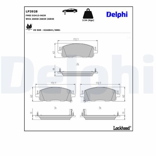 DELPHI LP3928 FREN BALATASI ÖN RENAULT AUSTRAL 23> RAFALE 24> NISSAN QASHQAİ J13 22>