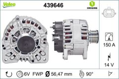 VALEO 439646 ALTERNATOR 14V 150A RENAULT CLIO III 05>10 CLIO IV 12> FLUENCE 10> KANGOO II 08> LAGUNA III 07>15 MEGANE II 02>08 MEGANE III 09>15 MEGANE IV 16> DUSTER II 17> 1.5dCi