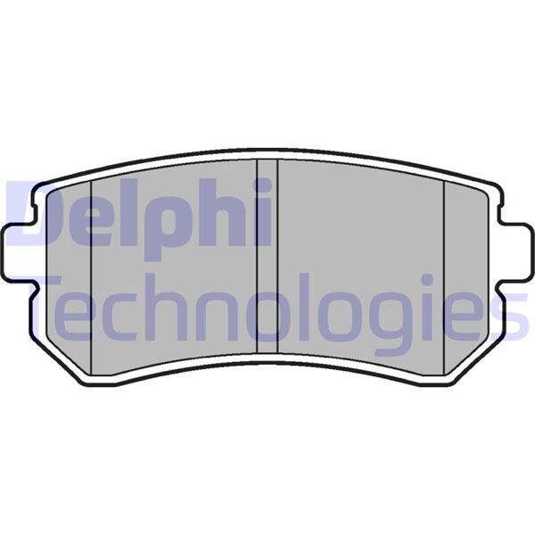 DELPHI LP2303 ARKA FREN BALATA HYUNDAI ACCENT ERA 1.4L G4EE 06-10 / İ30 1.4L 1.6L 08-> / İX35 1.6L G4FD GDİ 11-> / KIA CEED 1.4L 1.6L 07-> / SPORTAGE 1.6L G4FD GDİ 09-> / RIO 1.4L 1.6L 05-> Sürtünme yüzeyi eğik