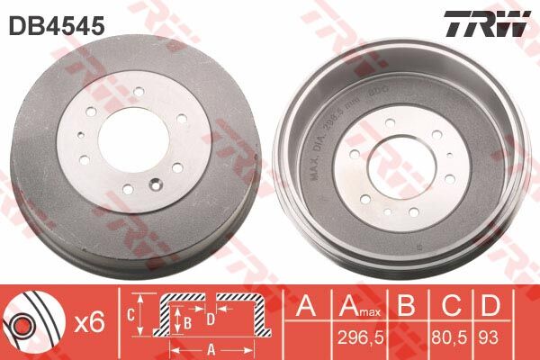 TRW DB4545 FREN KAMPANA ARKA RANGER BT50 B2500 98> DIŞ ÇAP: 333MM 4x4 PJ -RANGER PİCKUP PK -RANGER PİCKUP PX -RANGER PLATFORM/CHASSİS PX MAZDA B-SERIE UN -BT-50 II