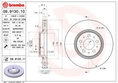 BREMBO 09913010 ÖN FREN AYNASI VOLVO S60 00-10 S80 98-06 V70 97-07 XC70 00-07 305x25x5DLx BÜYÜK TİP DELİKLİ -986478494-DF4053S
