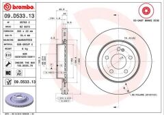 BREMBO 09D53313 FREN DISKI ARKA MERCEDES W205 S205 C205 A205 C257 W213 C238
