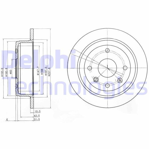 DELPHI BG4091 ARKA FREN DİSKİ AVEO 05>13 LACETTI 2005 > NUBIRA 2005 > OPTRA 2003-2008 257X10.5X60X4DL DOLU