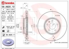 BREMBO 09A82010 ÖN FREN AYNASI HAVALI A4 8EC 2.0 TDI 06- A4 8K2 A4 AVANT 8K5 1.8 TFSI/1.8 TFSI QUATTRO/2.0 TFSI/2.0 986479467-DF4866S