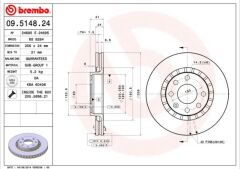 BREMBO 09514824 ÖN FREN AYNASI ASTRA F-VECTRA A-B-CALIBRA A-KADETT E-ASCONA C-LANOS 97 >CIELO 256x24x4DLxHAVALI 90487402-93182282-93182304