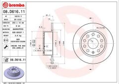 BREMBO 08D61611 FREN DİSKİ ARKA SKODA OCTAVIA III 12>20 253x10x61.4