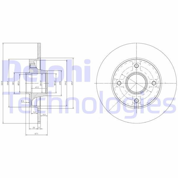 DELPHI BG9021RS ARKA FREN AYNASI ADET P307-C4 1.4-1.6-2.0 HDİ 05> 249x9x4DL PORYALI