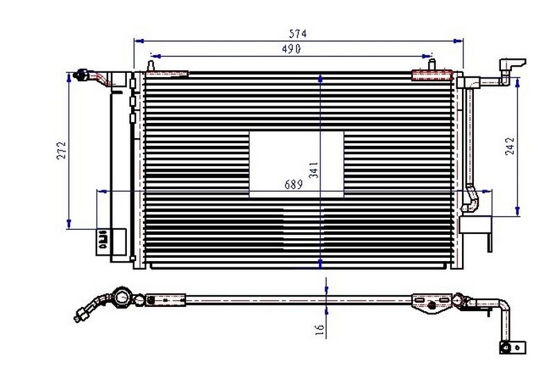 ORIS CPE016016 KLİMA RADYATÖRÜ KONDENSERİ P306 II 97-01 BERLINGO 97> PARTNER 97> XSARA 97-00 1.4-1.6-1.8 568 x341x16