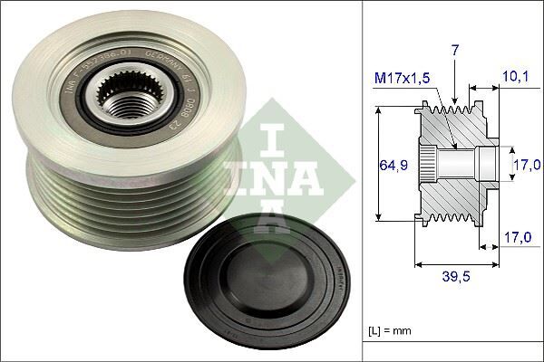 INA 535017710 ALTERNATÖR KASNAĞI RULMANLI NISSAN NAVARA 2.5L YD25DDTİ DCİ D40 4x2 4x4 04-> / PATHFINDER 2.5L YD25DDTİ DCİ R51 4x4 05->