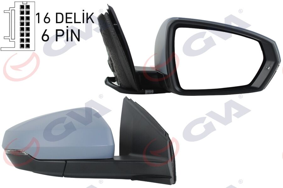 GVA 1075460 DIŞ DİKİZ AYNASI SAĞ VW POLO 17- ELEKTRİKLİ ISITMALI SİNYALLİ ASTARLI KONVEKS VM-6390EHPR