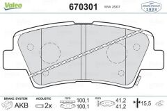 VALEO 670301 ARKA FREN BALATA HYUNDAI ACCENT BLUE 1.4L 1.6L benzinli 10-> 1.6L CRDi dizel 10-> / ELANTRA 1.6L D4FB 11-> / KIA RIO 1.4L D4FC dizel - 6 vites 14-> / SOUL 1.6L CVVT 09->