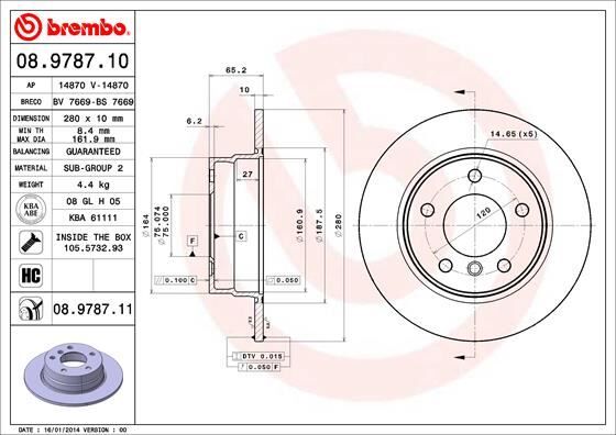 BREMBO 08978711 FREN DISKI ARKA BMW E81 E87