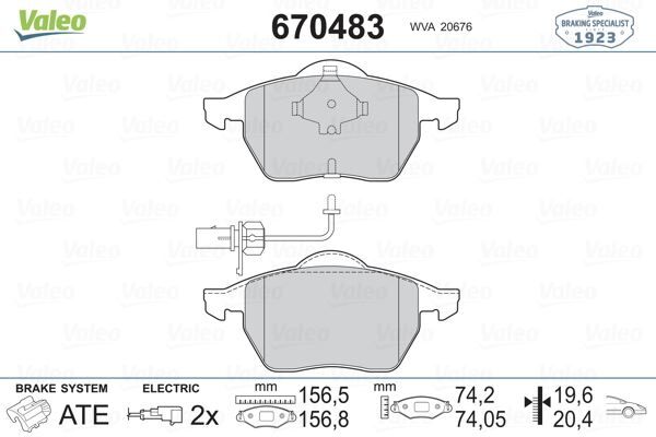 VALEO 670483 ÖN BALATA FİŞLİ PASSAT 96-01 A6 94-97 100 AVANT 1.8-2.0-2.5-2.6 TDI 16V GDB1049