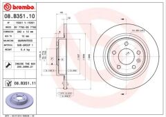 BREMBO 08B35111 ARKA FREN AYNASI 16 INÇ ASTRA J 09 > ZAFIRA C 11 > CRUZE 09 > 268.5x12x5DL DOLU 569075