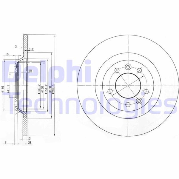 DELPHI BG3836 ARKA FREN AYNASI P407 04>11 P508 10>18 P607 00>11 RCZ 10>15 C5 08>17 290x12x35x5DL DOLU