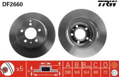 TRW DF2660 ARKA FREN AYNASI VOLVO 850 91-96 C70 97-05 S70 97-00 V70 97-00 XC70 97-02 295X5DL