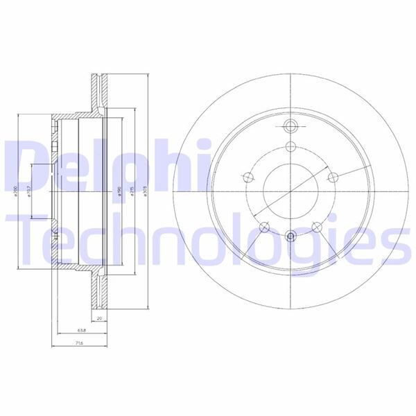 DELPHI BG4069 ARKA FREN AYNASI ANTARA 2.4-3.2 V6-2.0 CDTI 07>CHEVROLET CAPTIVA 2.4-3.2-2.0D 06> 303x20x5DLxHAVALI