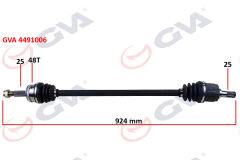 GVA 4491006 KOMPLE AKS SAĞ HYUNDAI ACCENT ERA 1.4L 1.6L G4EE G4ED benzinli 06-10 ABS li 25x25 - ABS 48 diş komple boy 924mm