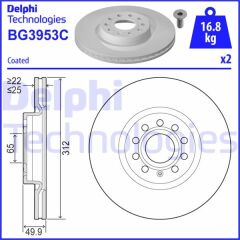 DELPHI BG3953C FREN DİSKİ ÖN VW PASSAT-GOLF5-GOLF6-GOLF7-CADDY-A3-LEON-FORD CONNECT 23> ÇAP: 312mm. KALINLIK: 25mm Delik: 5