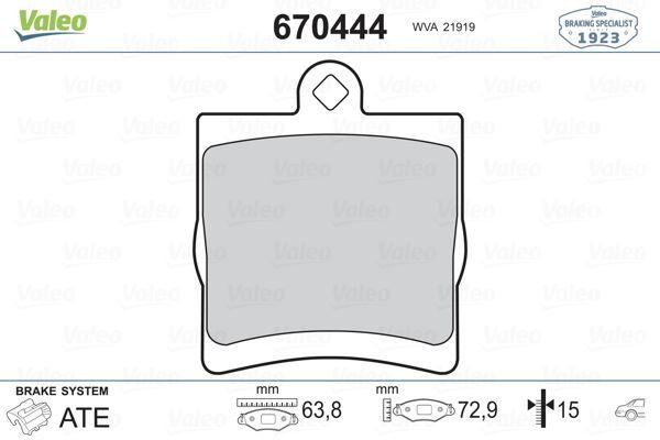 VALEO 670444 FREN BALATASI ARKA MERCEDES W203 CL203 C209 W210 R171