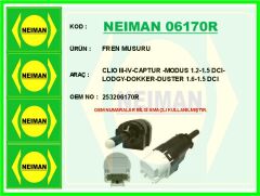 NEIMAN 06170R FREN PEDAL MÜŞÜRÜ RENAULT CLIO III 05>12 CLIO IV 12> CAPTUR I 12> KANGOO 05> LAGUNA II 01>07 DACIA L OGAN I-II 06>18 SANDERO I-II 08>18 DUSTER I-II 10>21 OPEL VİVARO B 06>14 4 FİŞLİ