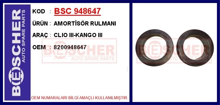 BSC 948647 AMORTİSÖR RULMANI CLIO III-KANGO III