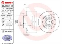 BREMBO 08950210 ARKA FREN AYNASI GOLF V-VI-OCTAVIA 04>TOLEDO III ALTEA 04>LEON 04>CADDY III A3 03> 255x10x9DL 986479099-DF4276