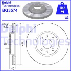 DELPHI BG3574 ÖN FREN AYNASI DOBLO-LINEA-FIORINO-BIPPER-NEMO-LINEA-500-BRAVO-MITO-IDEA 15JNT 257.5x22x4DLxHAVALI