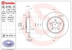 BREMBO 08A72511 ARKA FREN DISK AYNASI FOCUS III 11>17 271x11x63.5x41x5DL