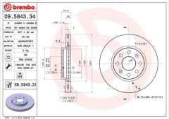 BREMBO 09584334 ÖN FREN AYNASI CORSA D 07> CORSA E 14> ADAM 13> FIAT PUNTO EVO 09> GRANDE PUNTO 05> 257x22x4DL HAVA LI