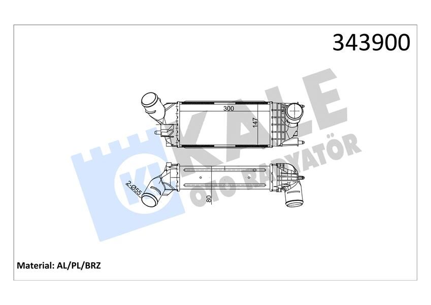 KALE 343900 TURBO RADYATÖRÜ INTERCOOLER CITROEN C5 Hdi 05 > AL/PL/BRZ 300x147x76