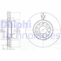 DELPHI BG3951 ÖN FREN DISKI JEEP RENEGADE 14> COMPASS 16> ALFA ROMEO 159 05> GIULIETTA 10> FIAT 500X 14> 305x28x5 DELİK