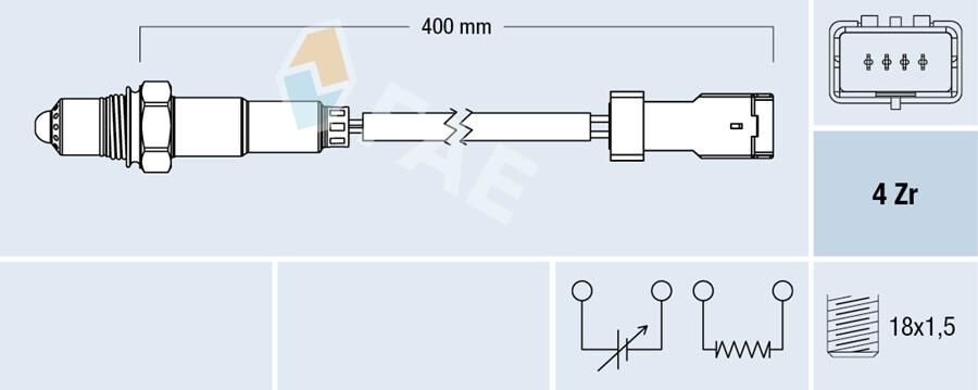 FAE 77590 OKSİJEN SENSÖRÜ OPEL CROSSLAND-P108-P208-P2008-P308 II-P301-C ELYSEE-C1-C3-C4 CACTUS-DS3- EB2F-EBO-E BOF 1.2 VTI PureTech