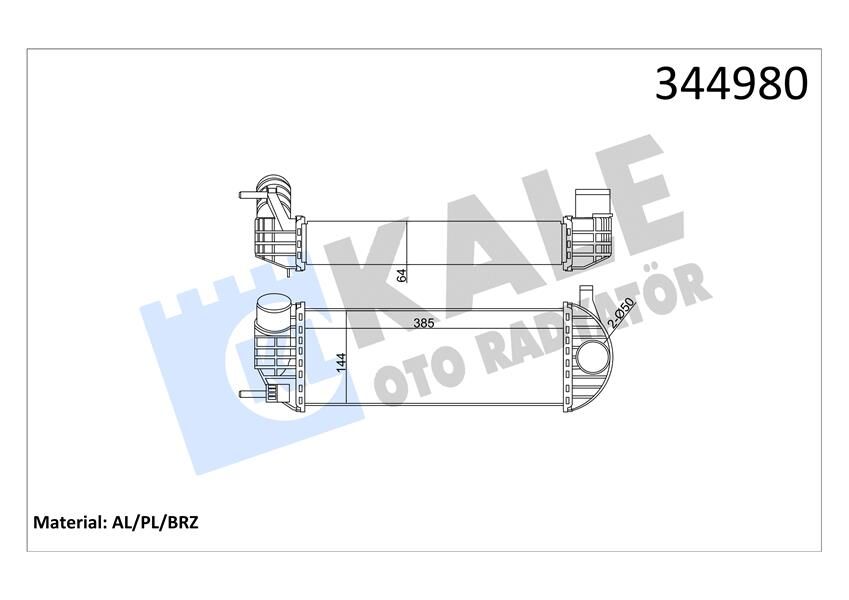 KALE 344980 TURBO RADYATÖRÜ INTERCOOLER KNG 1.5 DCİ 08 > 385x143x64 AL/PL/BRZ