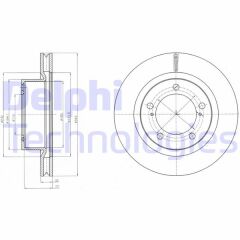 DELPHI BG9067 ÖN FREN DİSKİ HAVA KANALLI TOYOTA LANDCRUISER 4.7L 2UZ-FE V8 UZJ200 08-> / 4.5L 1VD-FTV VDJ200 diz el D4-D 08-> 340 çap x 5 bijon - Adet disk fiyatıdır