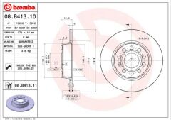 BREMBO 08B41310 ARKA FREN AYNASI JETTA III-GOLF VI-CADDY 10>SCIROCCO 08>A1 01>A3 04>ALTEA 06>OCTAVIA 04> 272x9.7x9DL 986479677-986479C20-DF7911