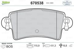 VALEO 670538 ARKA FREN BALATASI RENAULT MASTER II 01>06 OPEL MOVANO A 01>06