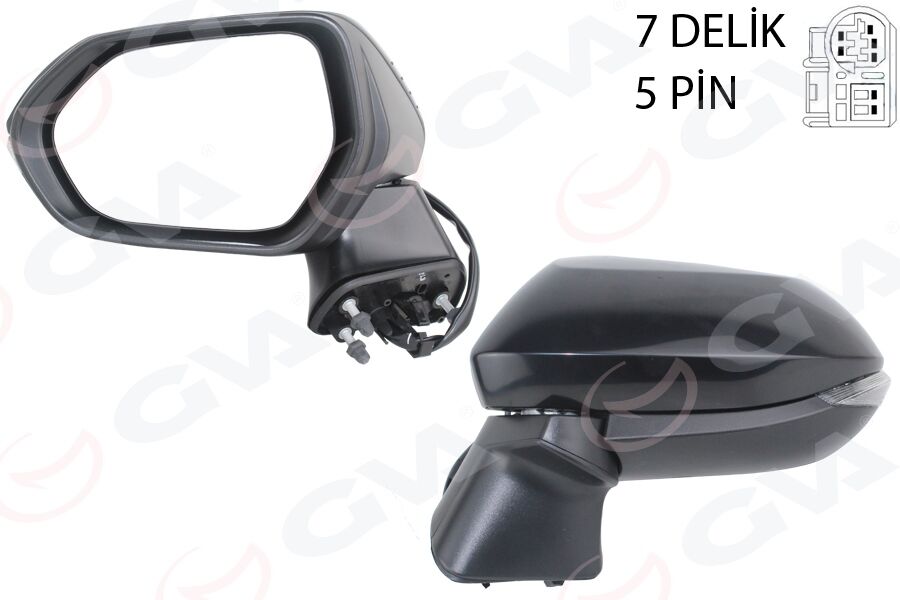 GVA 1071145 DIŞ DİKİZ AYNASI SOL ELEKTİKLİ SİNYALLİ KONV SİYAH 5 PİN Lİ TOYOTA COROLLA 19-